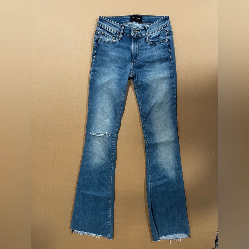 Black Orchid Distressed Blue Flare Jeans